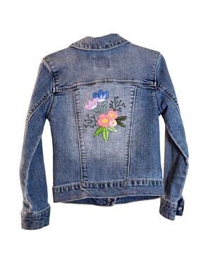 CUSTOM Hand Embroidered Denim Jacket with Beads, Child Size 6
